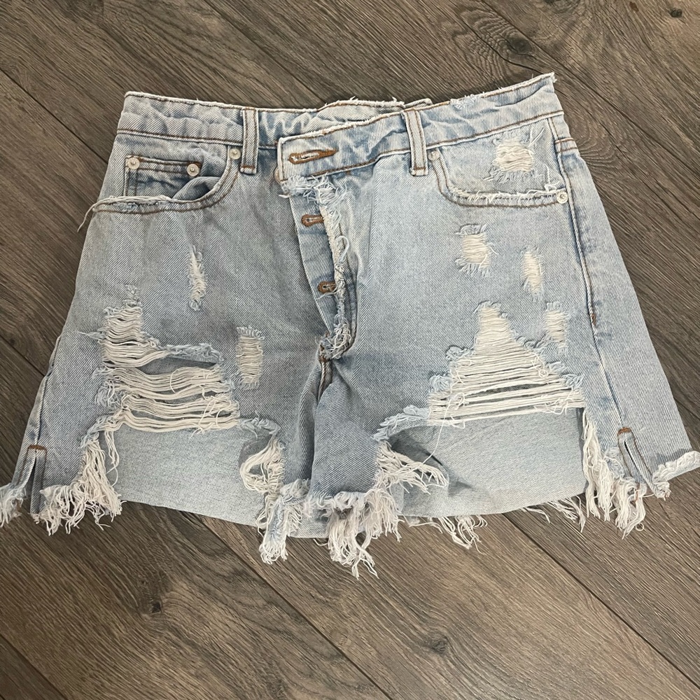 Distressed Light Blue Denim Shorts!